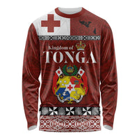 Tongan Culture Long Sleeve Shirt Ngatu Art Tattoo and Emblem of Tonga LT03 Unisex Red - Polynesian Pride