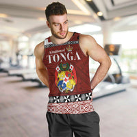 Tongan Culture Men Tank Top Ngatu Art Tattoo and Emblem of Tonga LT03 Red - Polynesian Pride