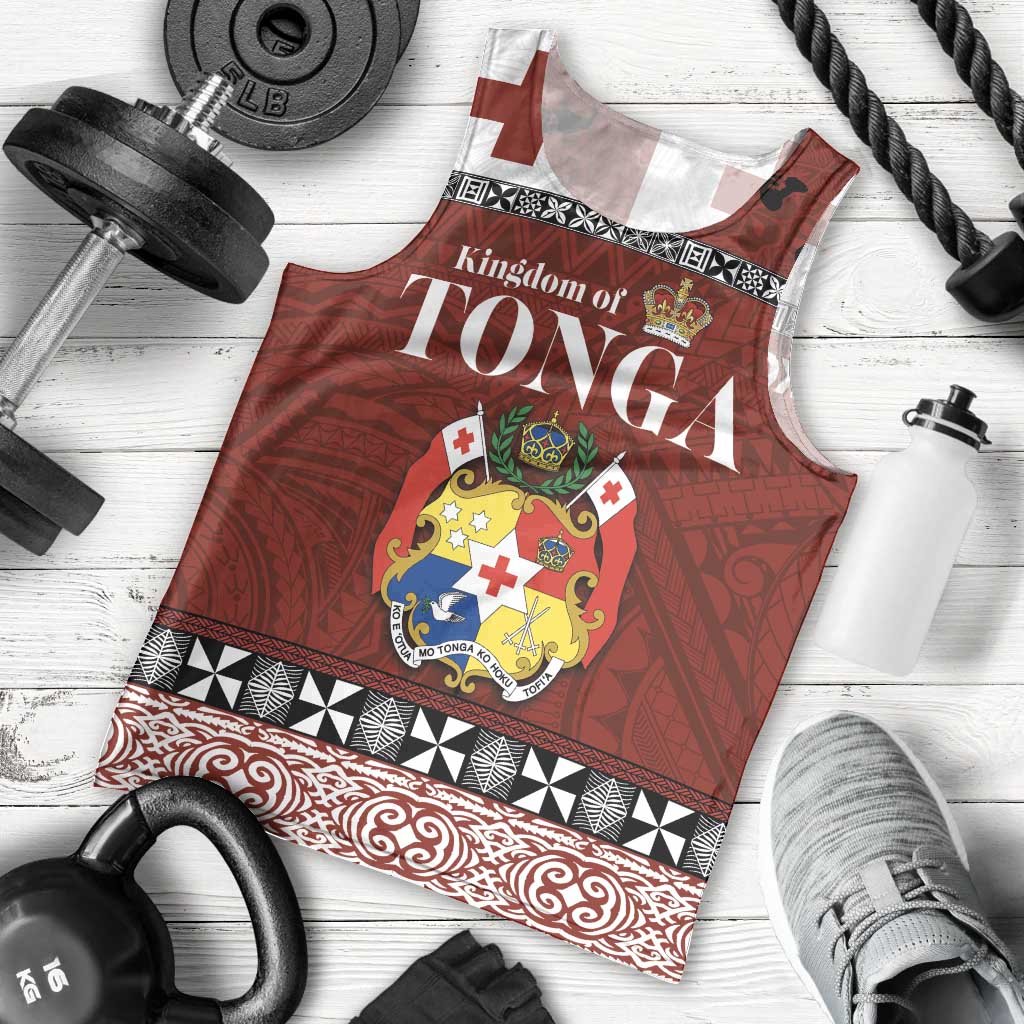 Tongan Culture Men Tank Top Ngatu Art Tattoo and Emblem of Tonga LT03 - Polynesian Pride
