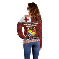 Tongan Culture Off Shoulder Sweater Ngatu Art Tattoo and Emblem of Tonga LT03 - Polynesian Pride