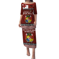 Tongan Culture Puletasi Ngatu Art Tattoo and Emblem of Tonga LT03 Long Dress Red - Polynesian Pride