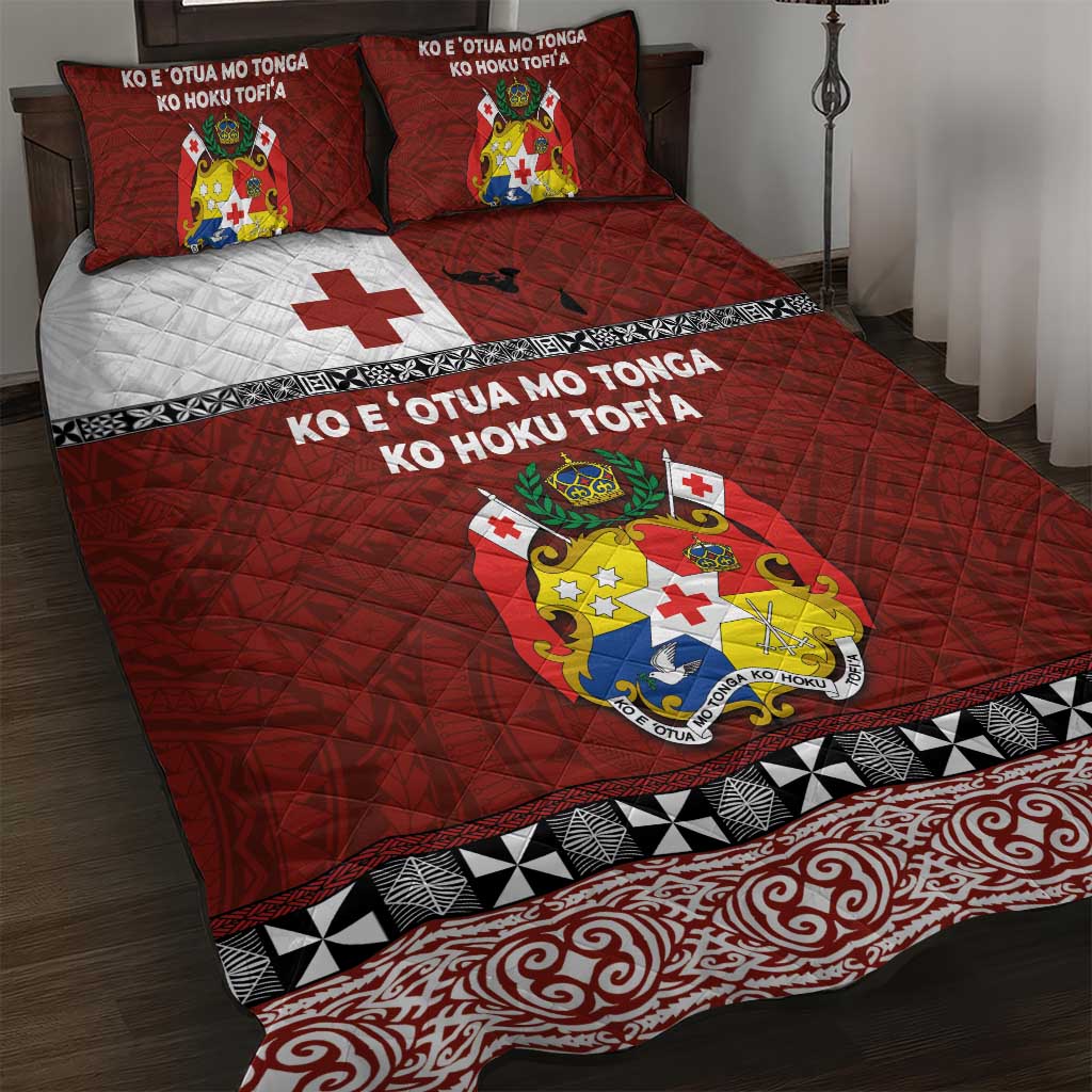 Tongan Culture Quilt Bed Set Ngatu Art Tattoo and Emblem of Tonga LT03 Red - Polynesian Pride