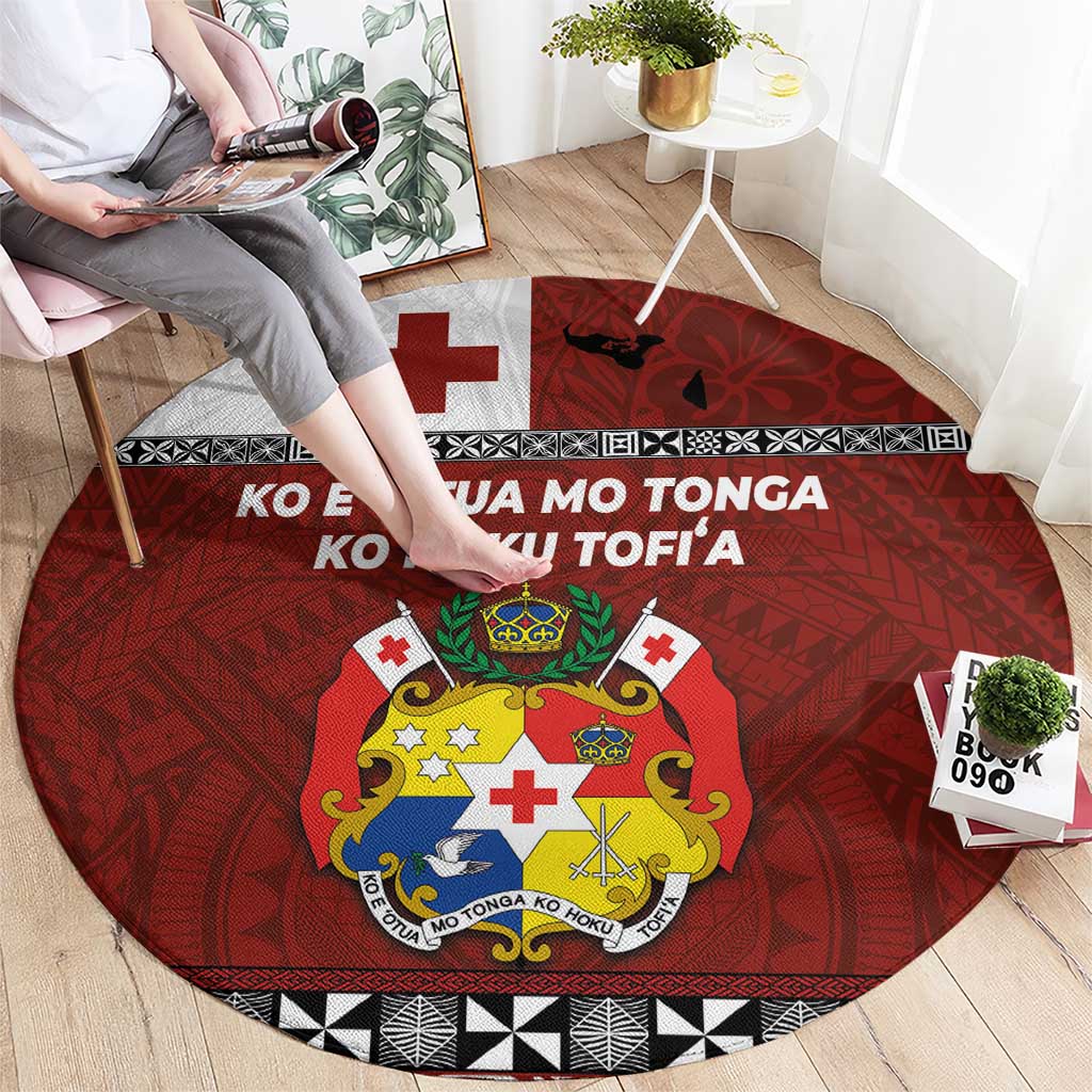 Tongan Culture Round Carpet Ngatu Art Tattoo and Emblem of Tonga LT03 - Polynesian Pride