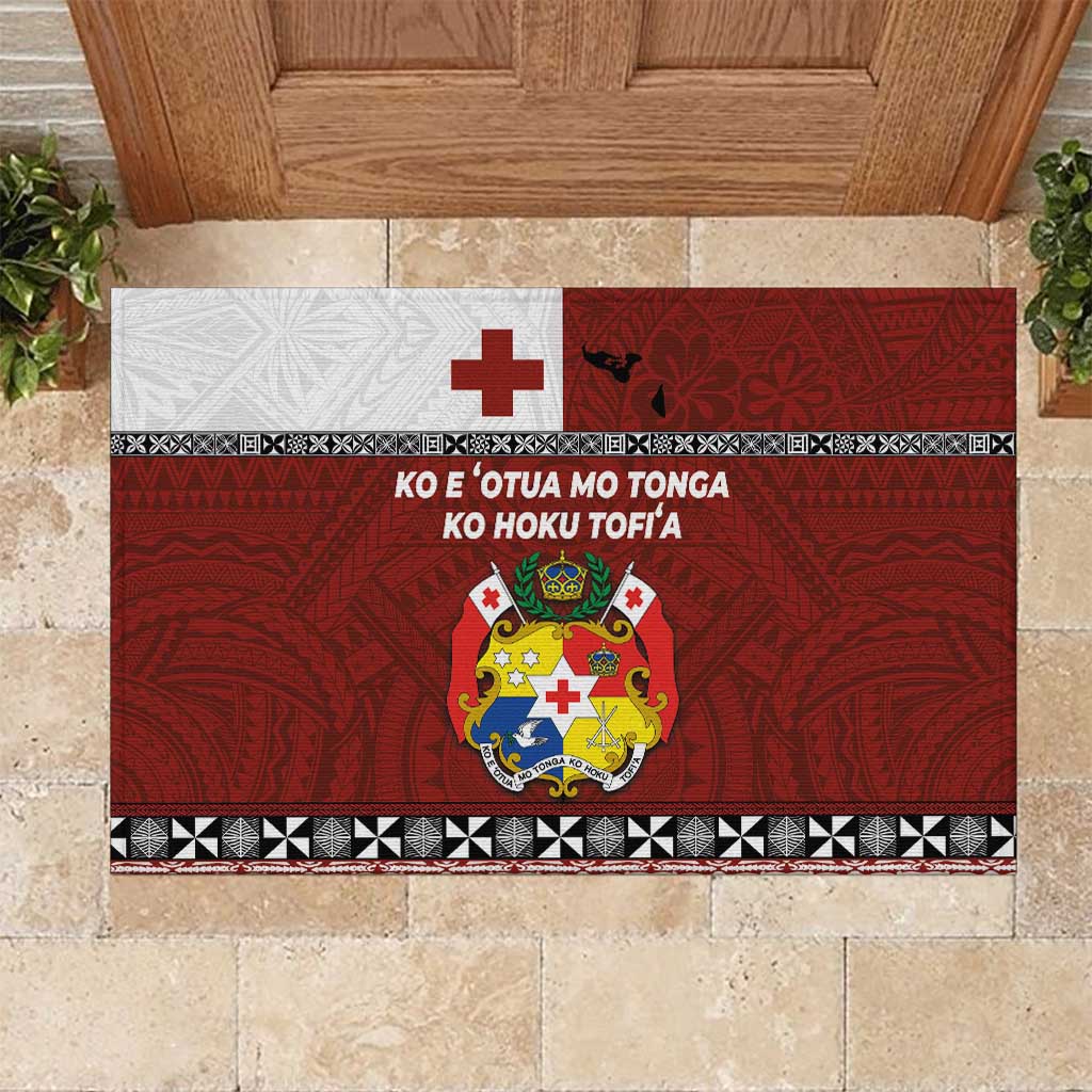 Tongan Culture Rubber Doormat Ngatu Art Tattoo and Emblem of Tonga LT03 Red - Polynesian Pride
