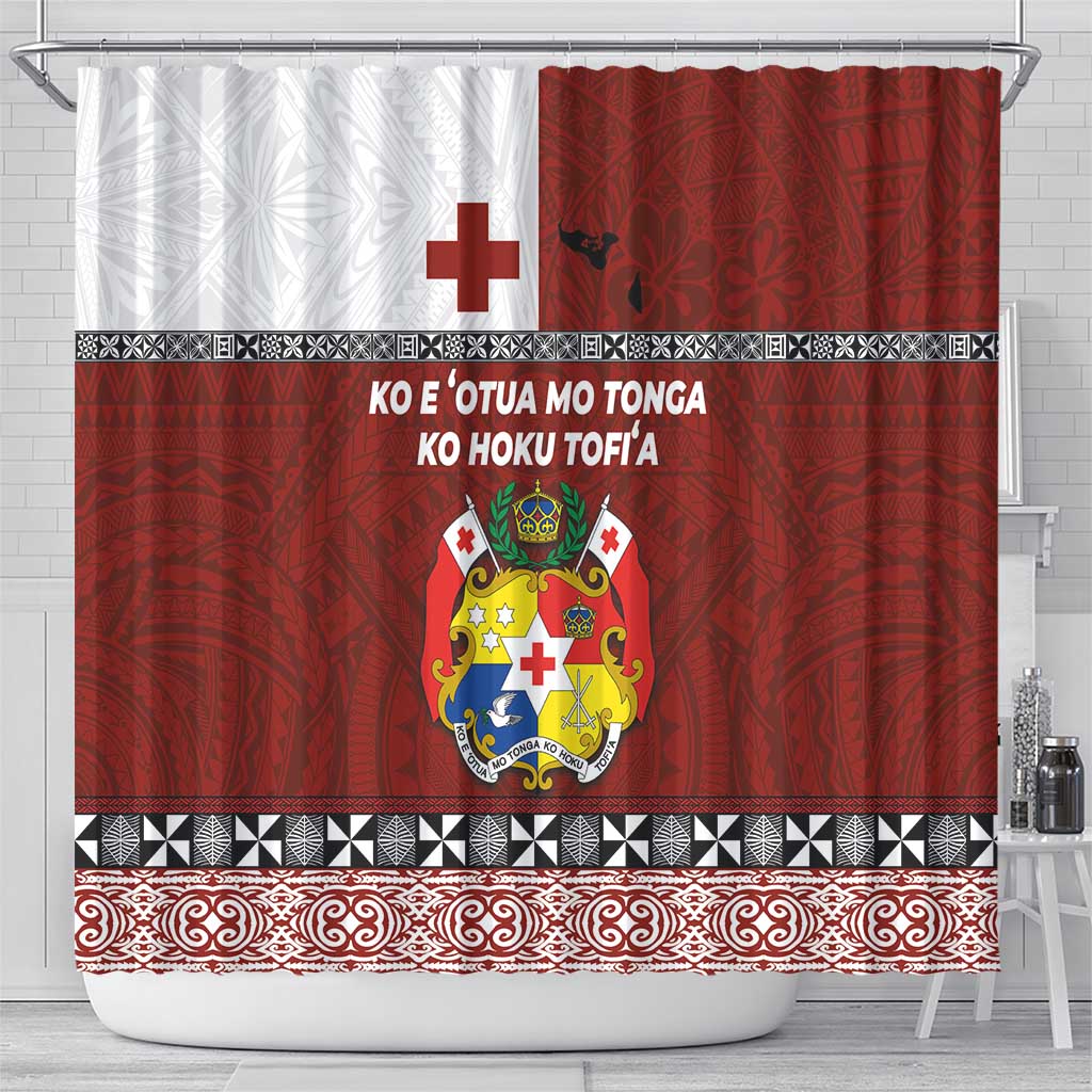 Tongan Culture Shower Curtain Ngatu Art Tattoo and Emblem of Tonga LT03 - Polynesian Pride
