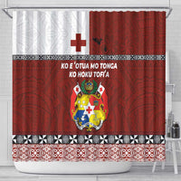 Tongan Culture Shower Curtain Ngatu Art Tattoo and Emblem of Tonga LT03 - Polynesian Pride