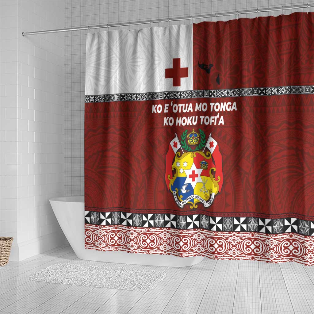 Tongan Culture Shower Curtain Ngatu Art Tattoo and Emblem of Tonga LT03 - Polynesian Pride