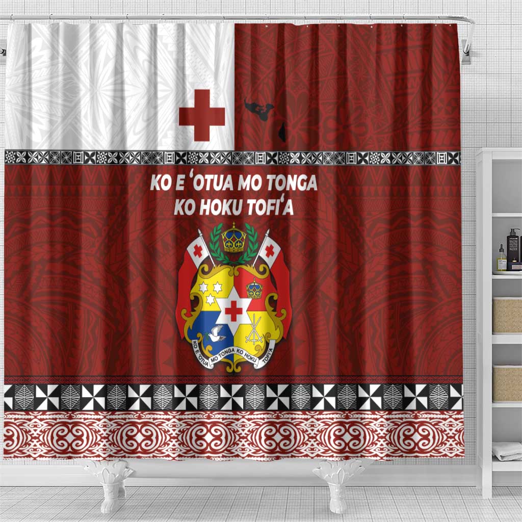 Tongan Culture Shower Curtain Ngatu Art Tattoo and Emblem of Tonga LT03 - Polynesian Pride