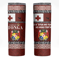 Tongan Culture Skinny Tumbler Ngatu Art Tattoo and Emblem of Tonga LT03 Red - Polynesian Pride