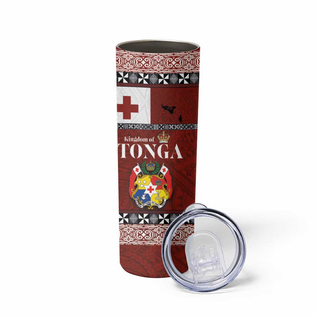 Tongan Culture Skinny Tumbler Ngatu Art Tattoo and Emblem of Tonga LT03 - Polynesian Pride