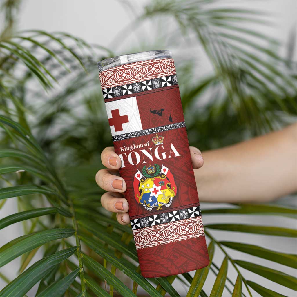 Tongan Culture Skinny Tumbler Ngatu Art Tattoo and Emblem of Tonga LT03 - Polynesian Pride