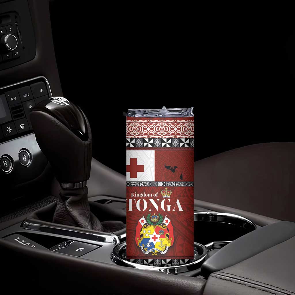 Tongan Culture Skinny Tumbler Ngatu Art Tattoo and Emblem of Tonga LT03 - Polynesian Pride