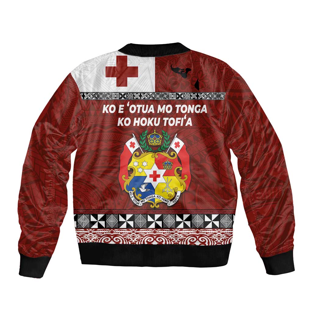 Tongan Culture Sleeve Zip Bomber Jacket Ngatu Art Tattoo and Emblem of Tonga LT03 - Polynesian Pride