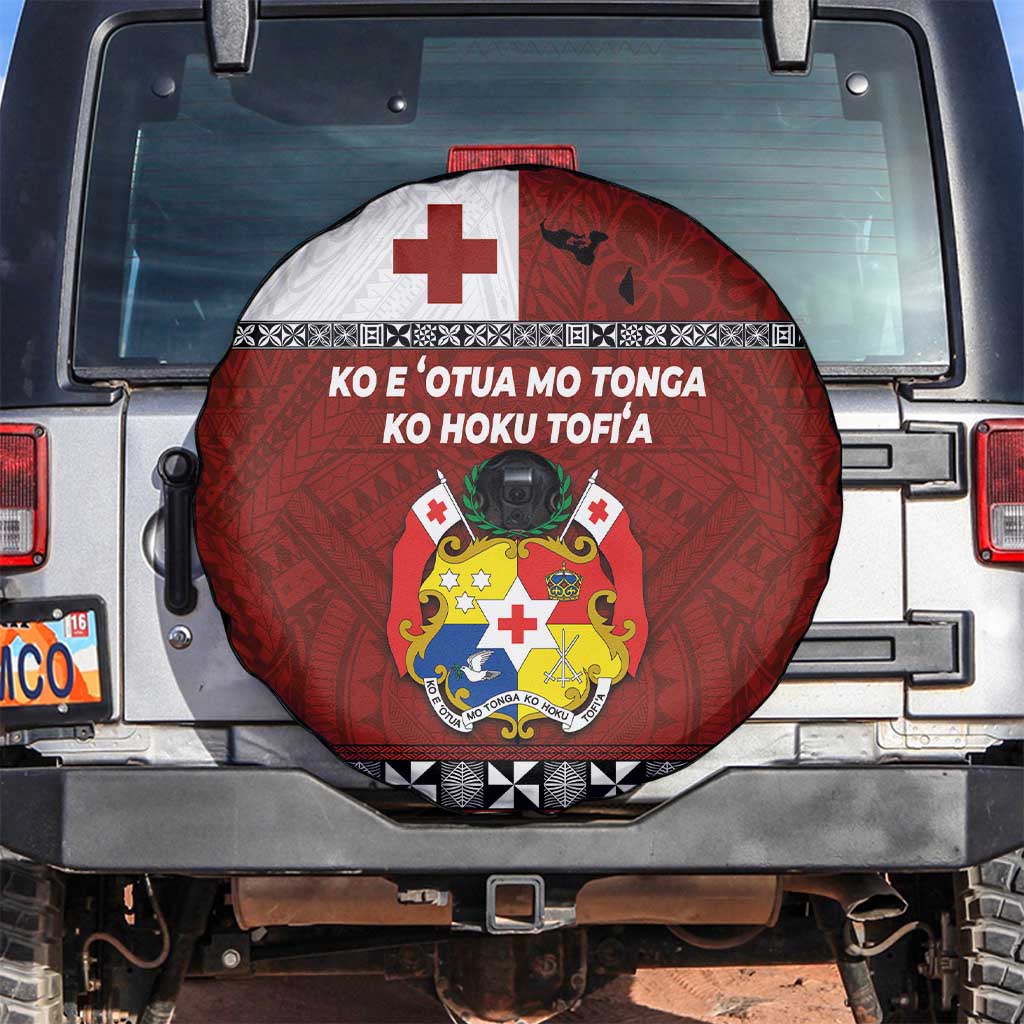 Tongan Culture Spare Tire Cover Ngatu Art Tattoo and Emblem of Tonga LT03 Red - Polynesian Pride