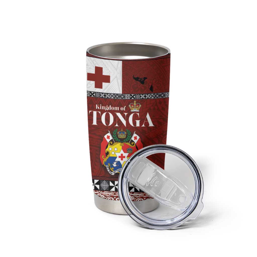 Tongan Culture Tumbler Cup Ngatu Art Tattoo and Emblem of Tonga LT03 - Polynesian Pride