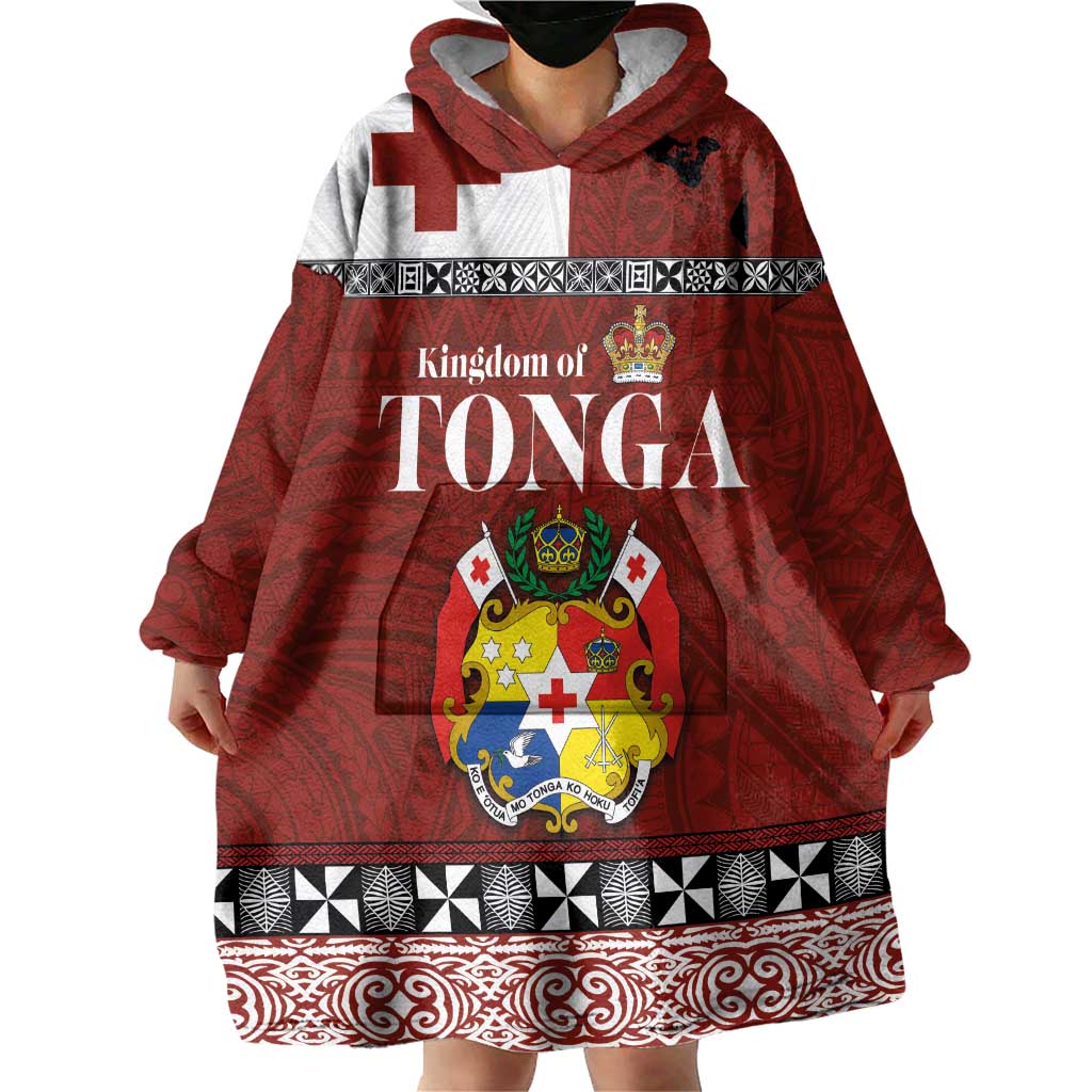 Tongan Culture Wearable Blanket Hoodie Ngatu Art Tattoo and Emblem of Tonga LT03 - Polynesian Pride