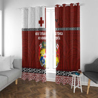 Tongan Culture Window Curtain Ngatu Art Tattoo and Emblem of Tonga LT03 With Grommets Red - Polynesian Pride