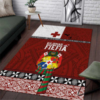 Tongan Christmas Area Rug Kilisimasi Fiefia with Ngatu Art Tattoo LT03 Red - Polynesian Pride