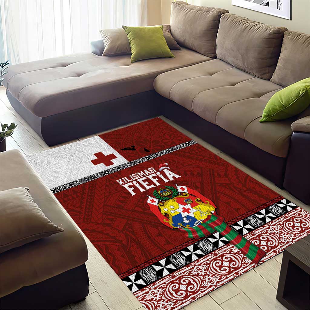 Tongan Christmas Area Rug Kilisimasi Fiefia with Ngatu Art Tattoo LT03 - Polynesian Pride