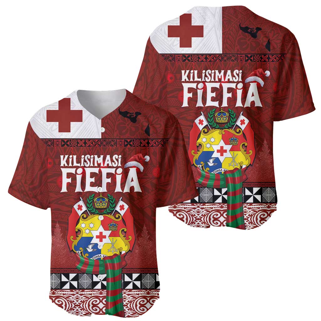 Tongan Christmas Baseball Jersey Kilisimasi Fiefia with Ngatu Art Tattoo LT03 - Polynesian Pride