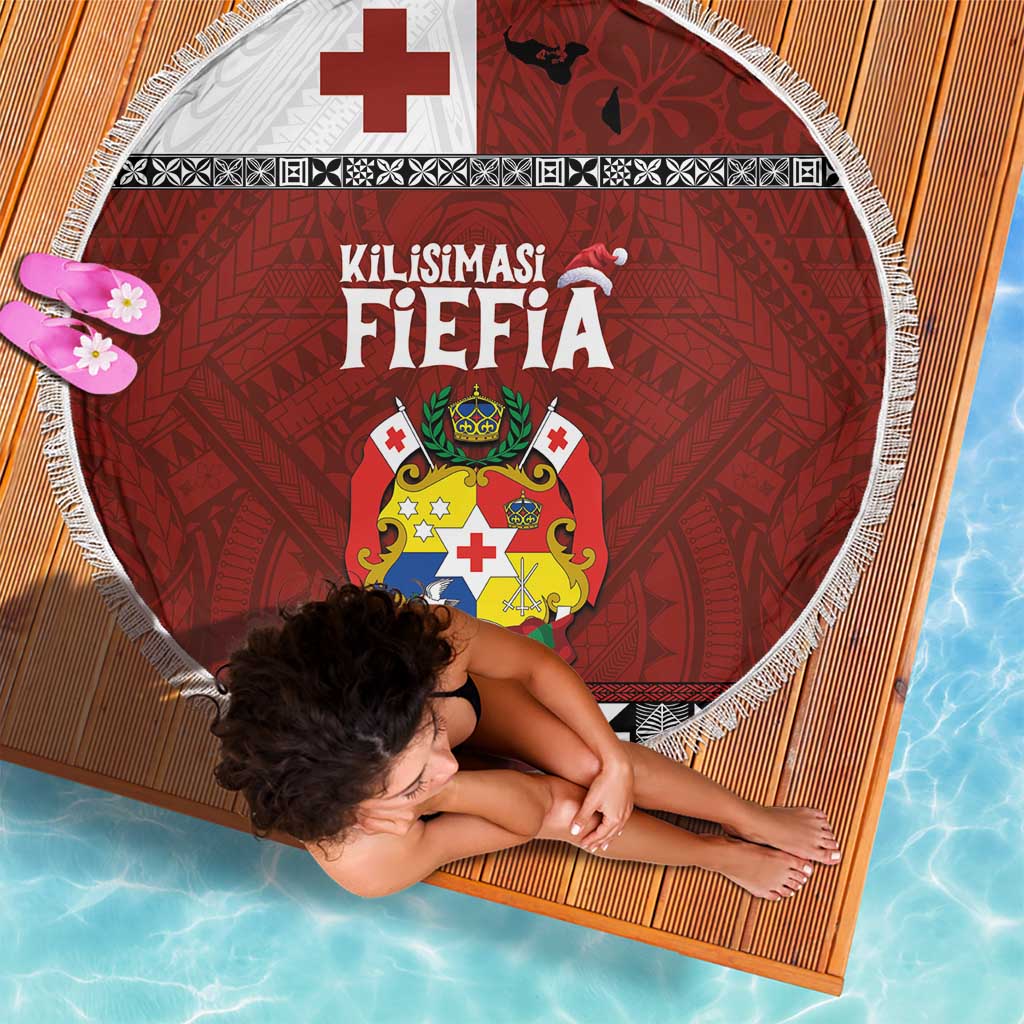 Tongan Christmas Beach Blanket Kilisimasi Fiefia with Ngatu Art Tattoo LT03 - Polynesian Pride