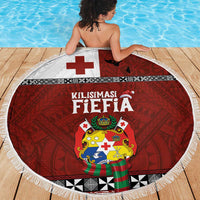 Tongan Christmas Beach Blanket Kilisimasi Fiefia with Ngatu Art Tattoo LT03 - Polynesian Pride