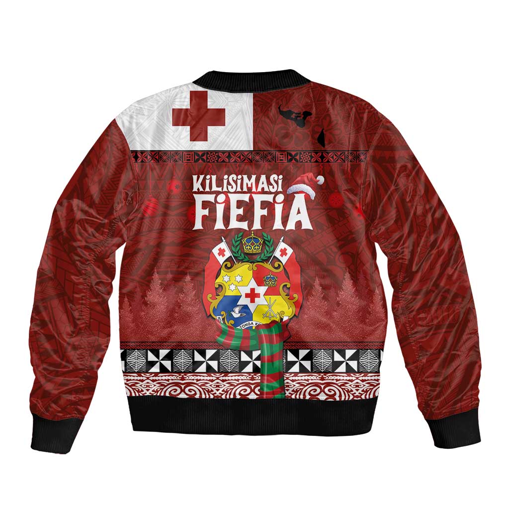 Tongan Christmas Bomber Jacket Kilisimasi Fiefia with Ngatu Art Tattoo LT03 - Polynesian Pride