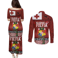 Tongan Christmas Couples Matching Puletasi and Long Sleeve Button Shirt Kilisimasi Fiefia with Ngatu Art Tattoo LT03 - Polynesian Pride