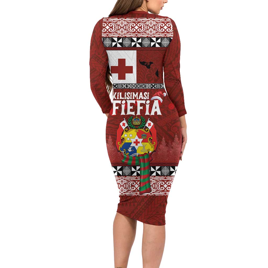 Tongan Christmas Family Matching Long Sleeve Bodycon Dress and Hawaiian Shirt Kilisimasi Fiefia with Ngatu Art Tattoo LT03 - Polynesian Pride