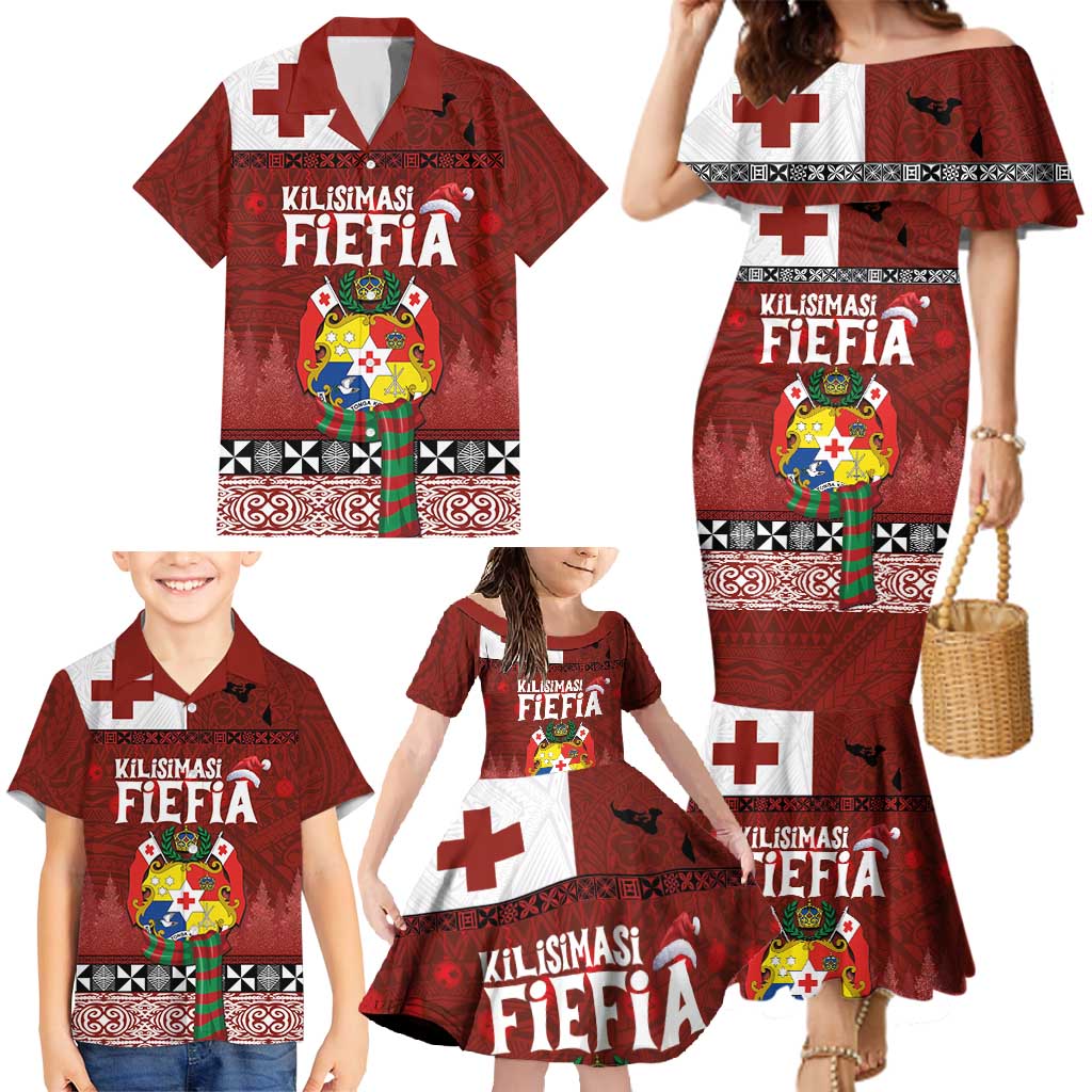 Tongan Christmas Family Matching Mermaid Dress and Hawaiian Shirt Kilisimasi Fiefia with Ngatu Art Tattoo LT03 - Polynesian Pride