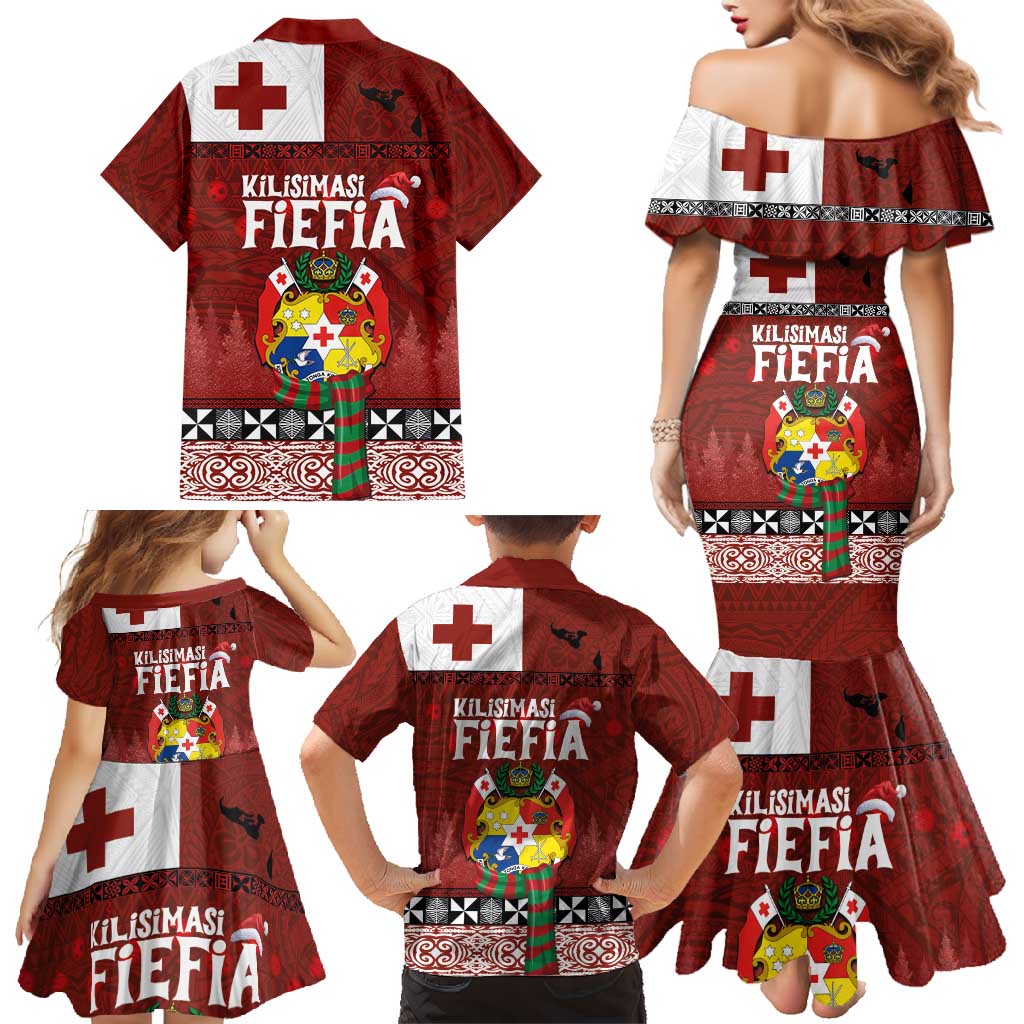Tongan Christmas Family Matching Mermaid Dress and Hawaiian Shirt Kilisimasi Fiefia with Ngatu Art Tattoo LT03 - Polynesian Pride