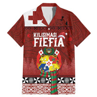 Tongan Christmas Family Matching Mermaid Dress and Hawaiian Shirt Kilisimasi Fiefia with Ngatu Art Tattoo LT03 Dad's Shirt - Short Sleeve Red - Polynesian Pride