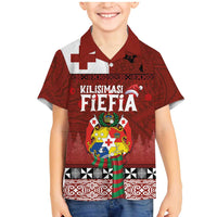 Tongan Christmas Family Matching Mermaid Dress and Hawaiian Shirt Kilisimasi Fiefia with Ngatu Art Tattoo LT03 Son's Shirt Red - Polynesian Pride