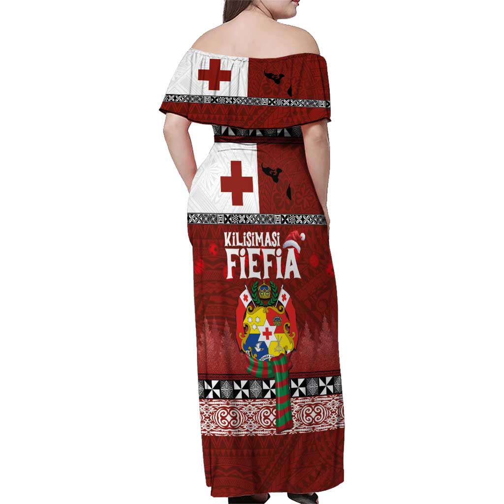 Tongan Christmas Family Matching Off Shoulder Maxi Dress and Hawaiian Shirt Kilisimasi Fiefia with Ngatu Art Tattoo LT03 - Polynesian Pride