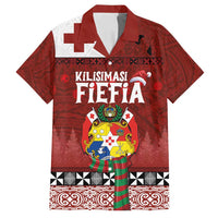 Tongan Christmas Family Matching Puletasi and Hawaiian Shirt Kilisimasi Fiefia with Ngatu Art Tattoo LT03 Dad's Shirt - Short Sleeve Red - Polynesian Pride