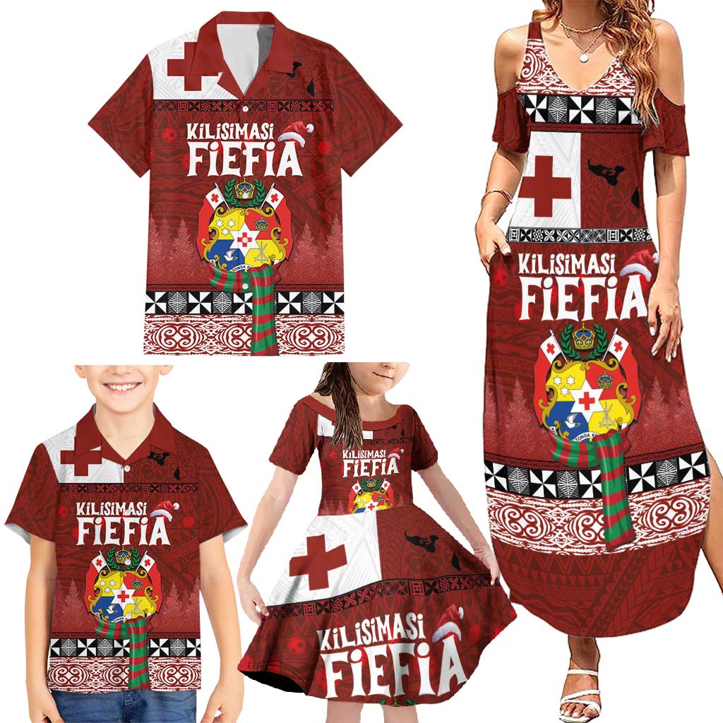 Tongan Christmas Family Matching Summer Maxi Dress and Hawaiian Shirt Kilisimasi Fiefia with Ngatu Art Tattoo LT03 - Polynesian Pride