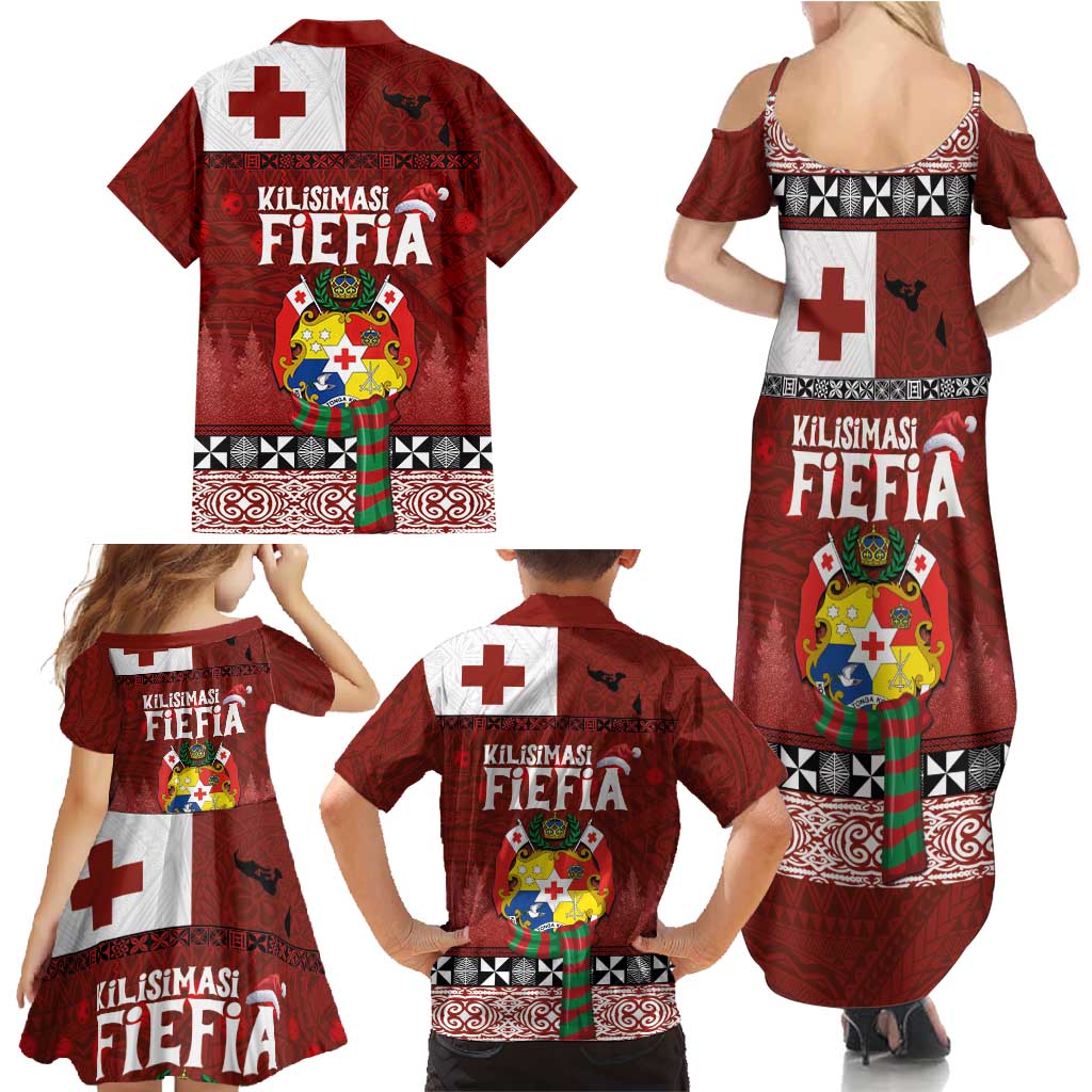 Tongan Christmas Family Matching Summer Maxi Dress and Hawaiian Shirt Kilisimasi Fiefia with Ngatu Art Tattoo LT03 - Polynesian Pride