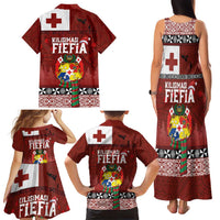 Tongan Christmas Family Matching Tank Maxi Dress and Hawaiian Shirt Kilisimasi Fiefia with Ngatu Art Tattoo LT03 - Polynesian Pride