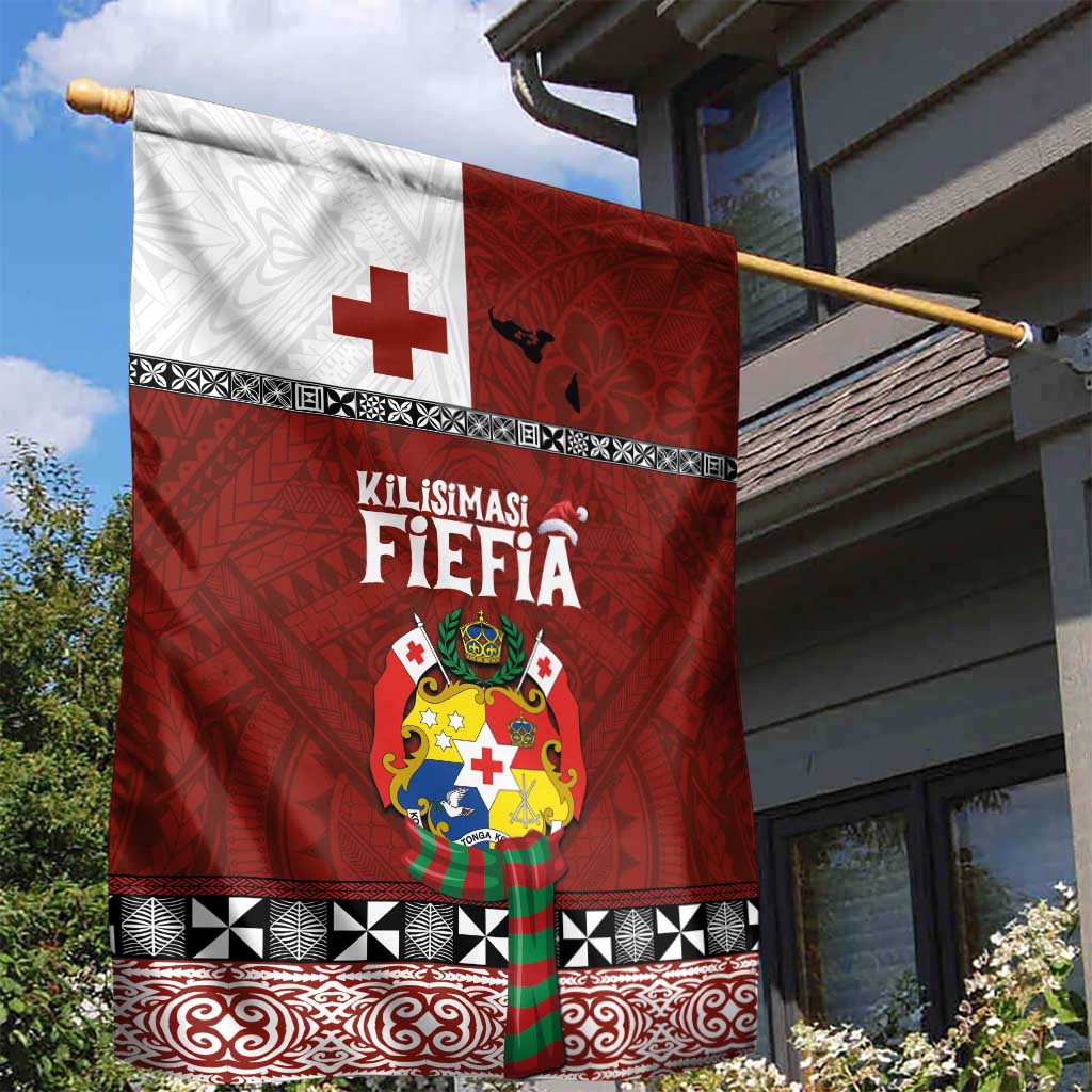 Tongan Christmas Garden Flag Kilisimasi Fiefia with Ngatu Art Tattoo LT03 - Polynesian Pride