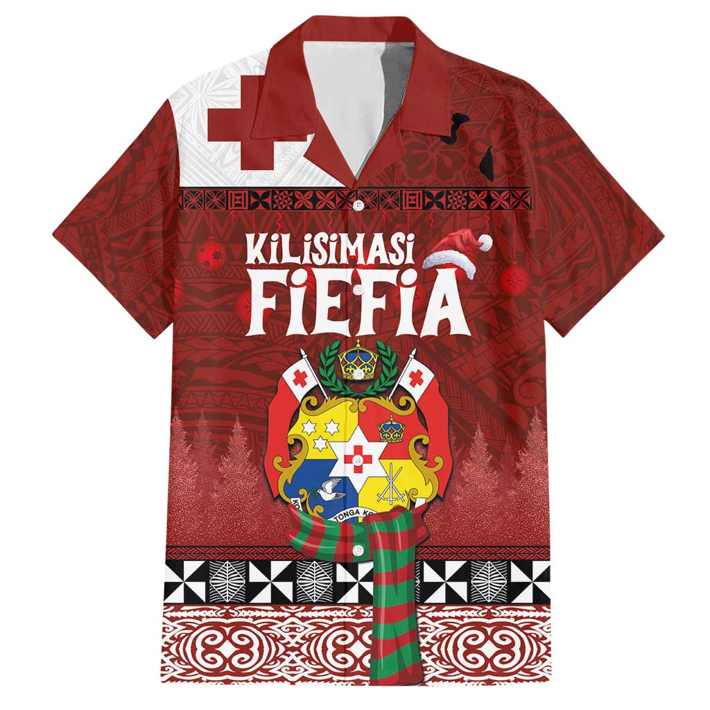 Tongan Christmas Hawaiian Shirt Kilisimasi Fiefia with Ngatu Art Tattoo LT03 Red - Polynesian Pride