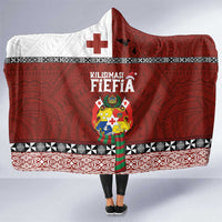 Tongan Christmas Hooded Blanket Kilisimasi Fiefia with Ngatu Art Tattoo LT03 One Size Red - Polynesian Pride