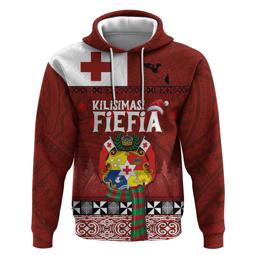 Tongan Christmas Hoodie Kilisimasi Fiefia with Ngatu Art Tattoo LT03 Pullover Hoodie Red - Polynesian Pride