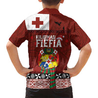 Tongan Christmas Kid Hawaiian Shirt Kilisimasi Fiefia with Ngatu Art Tattoo LT03 - Polynesian Pride