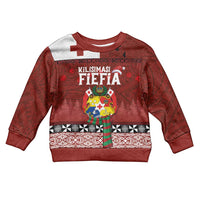 Tongan Christmas Kid Ugly Christmas Sweater Kilisimasi Fiefia with Ngatu Art Tattoo LT03 Kid Red - Polynesian Pride