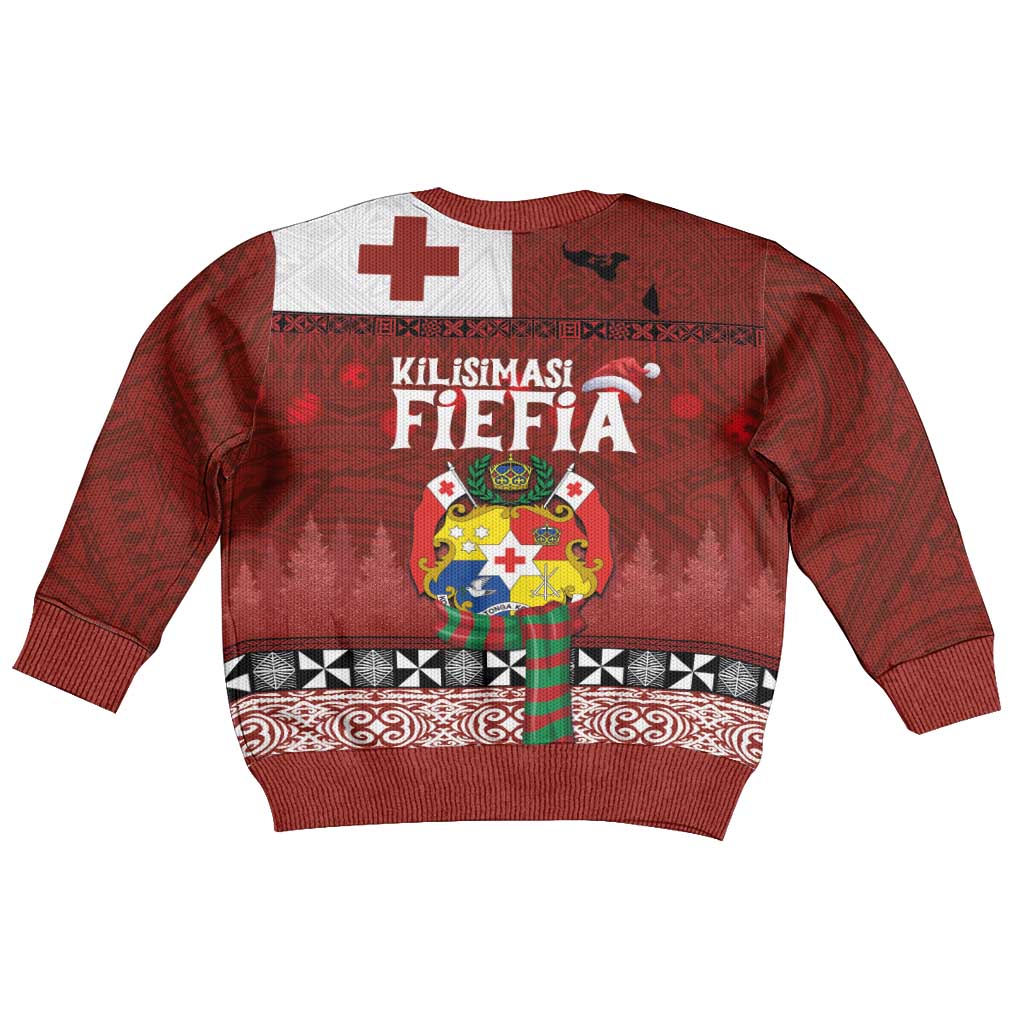 Tongan Christmas Kid Ugly Christmas Sweater Kilisimasi Fiefia with Ngatu Art Tattoo LT03 - Polynesian Pride