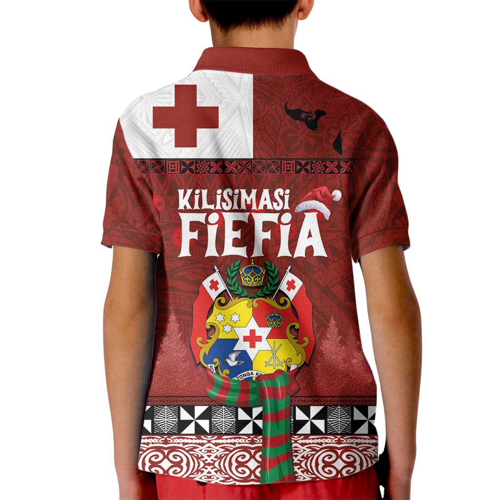 Tongan Christmas Kid Polo Shirt Kilisimasi Fiefia with Ngatu Art Tattoo LT03 - Polynesian Pride