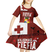 Tongan Christmas Kid Short Sleeve Dress Kilisimasi Fiefia with Ngatu Art Tattoo LT03 - Polynesian Pride