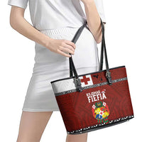 Tongan Christmas Leather Tote Bag Kilisimasi Fiefia with Ngatu Art Tattoo LT03 - Polynesian Pride