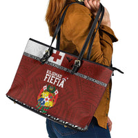 Tongan Christmas Leather Tote Bag Kilisimasi Fiefia with Ngatu Art Tattoo LT03 - Polynesian Pride