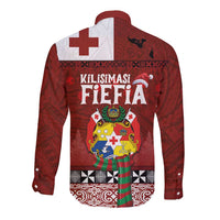 Tongan Christmas Long Sleeve Button Shirt Kilisimasi Fiefia with Ngatu Art Tattoo LT03 - Polynesian Pride